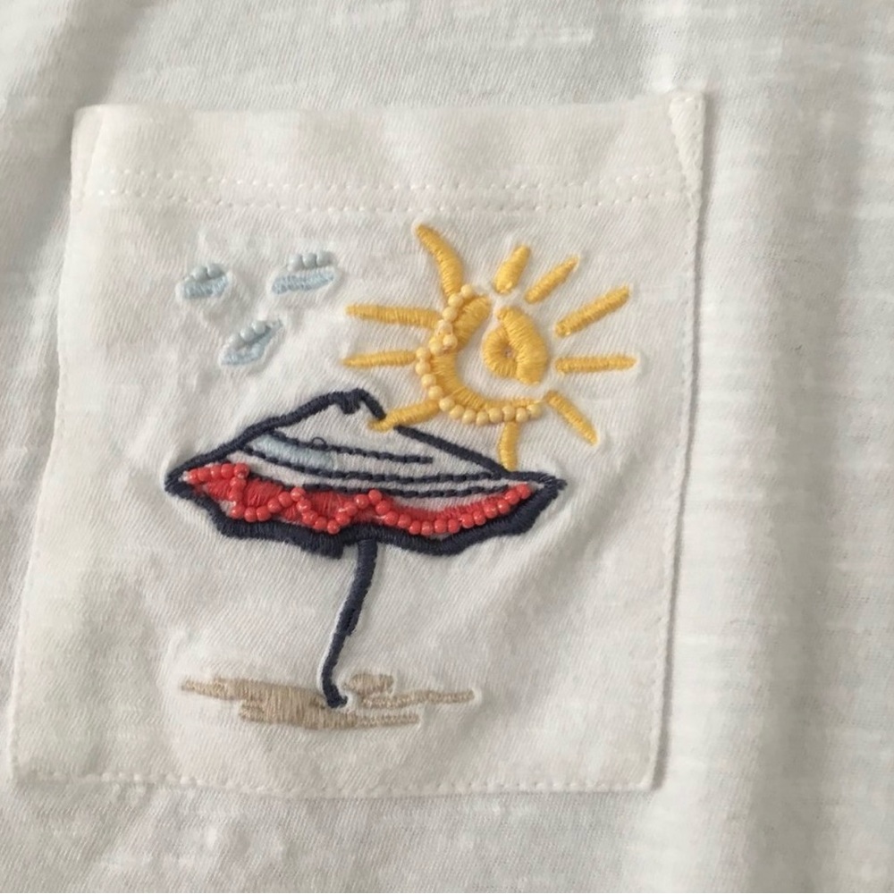 Loft  White Shirt with Embroidered Design L